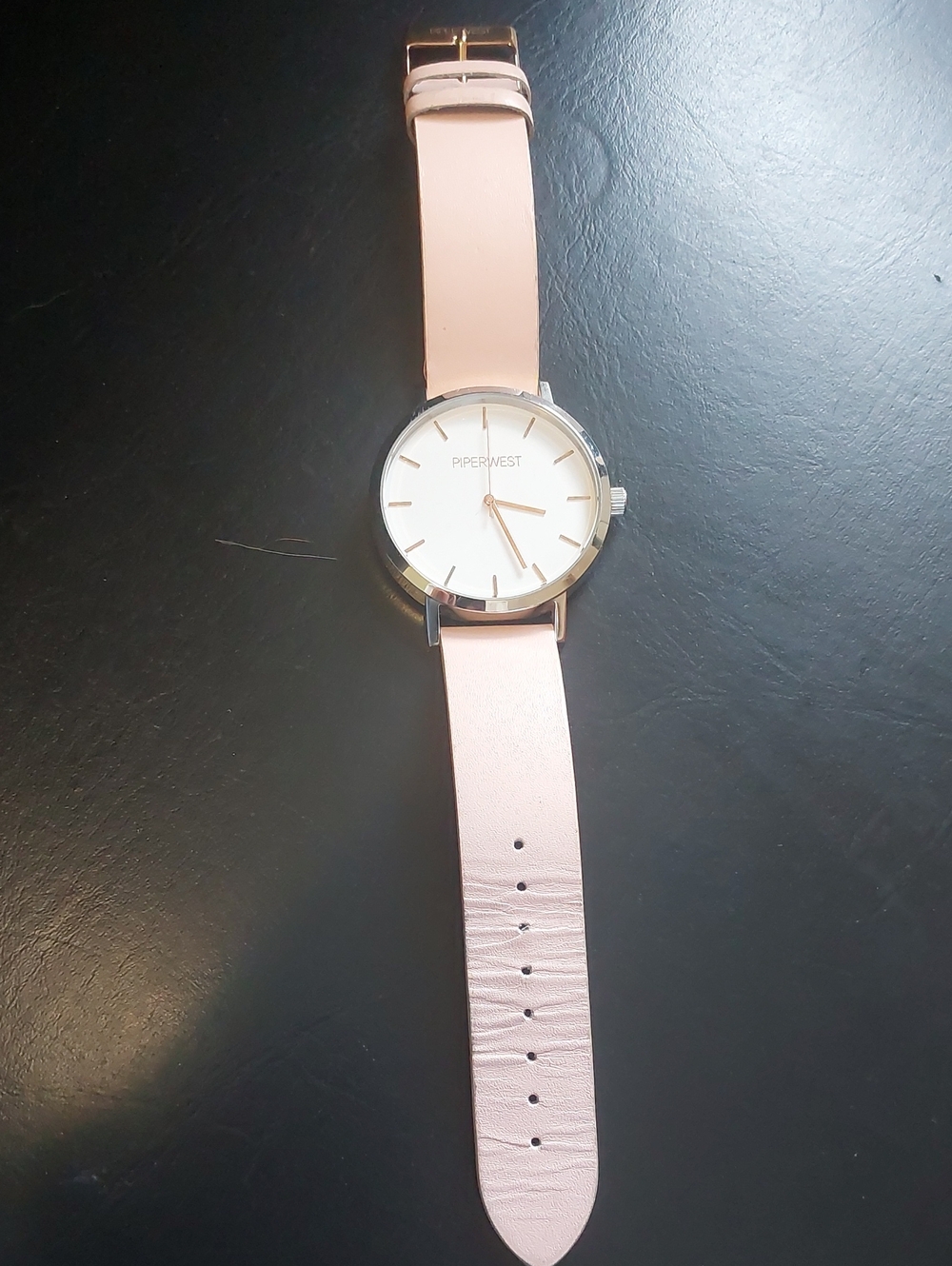 PIPERWEST Minimalist Classic Watch - Pink Leather & Silver Large Face